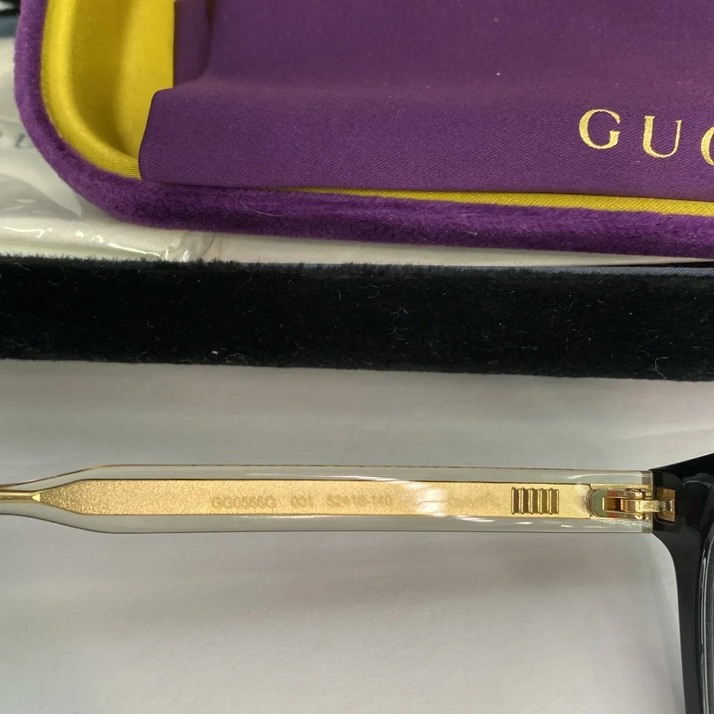 Gucci Seasonal-Icon GG0566O 001 Eyeglasses unisex Black/Crystal 52-18-140mm